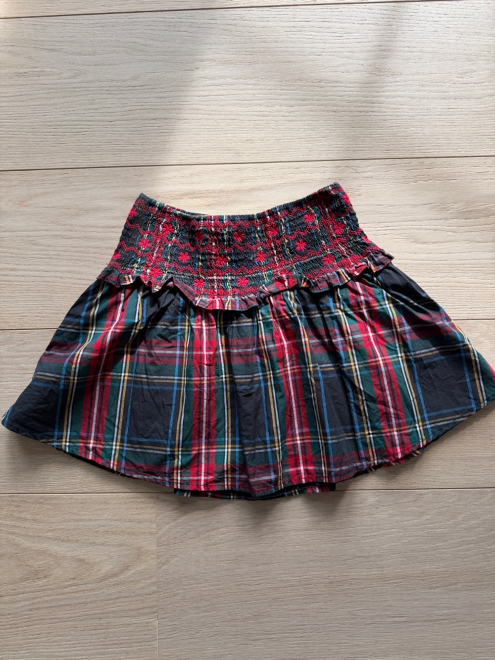 Crewcuts Girls smocked skirt in tartan poplin